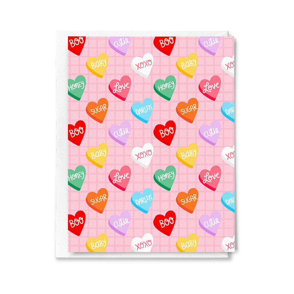 Candy Hearts Pack of 10 Greeting Cards