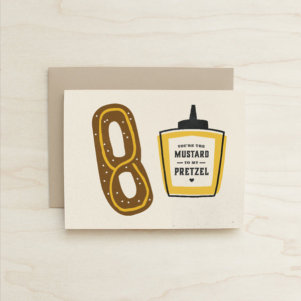Mustard to my Pretzel Card, Katey Mangels, Half and a Third, Pretzel Card, Mustard, Kate Mangels